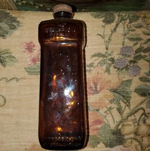 Collectible Amber Glass Adversting Embalming Bottle Champion Empty for  Display